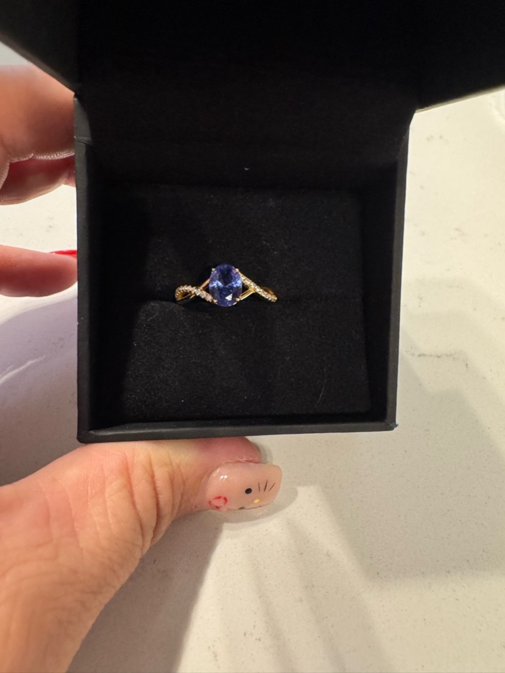 10kt yellow gold over sterling silver with lab tanzanite